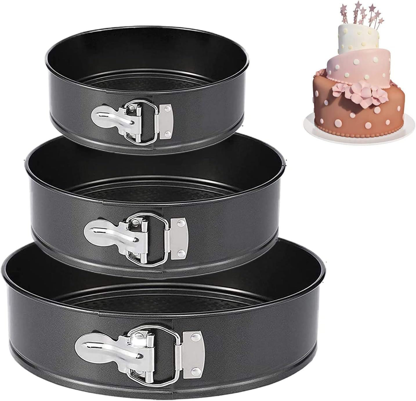 Springform Pan (4"/7"/9") Set, Non-stick Leakproof Round Cake Pan Bakeware Baking Pans Cheesecake Pan 3 Pack: Kitchen & Dining