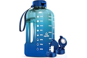 AQUAFIT 1 Gallon Water Bottle With Time Marker - 128 oz Water Bottle With Straw - Gym Water Bottle With Strap - Big Water Bottle - Reusable Water Bottles With Straw - Large Water Bottle With Handle