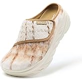 Women's Orthopedic Diabetic Wide Slippers: Comfortable Arch Support Plantar Fasciitis Walking Shoes, Casual Flat Feet Winter Warm Hook and Loop House Slip On Loafers for Foot and Heel Pain Relief