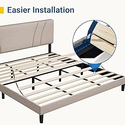Avenco Queen Bed Frame, Upholstered Platform Bed