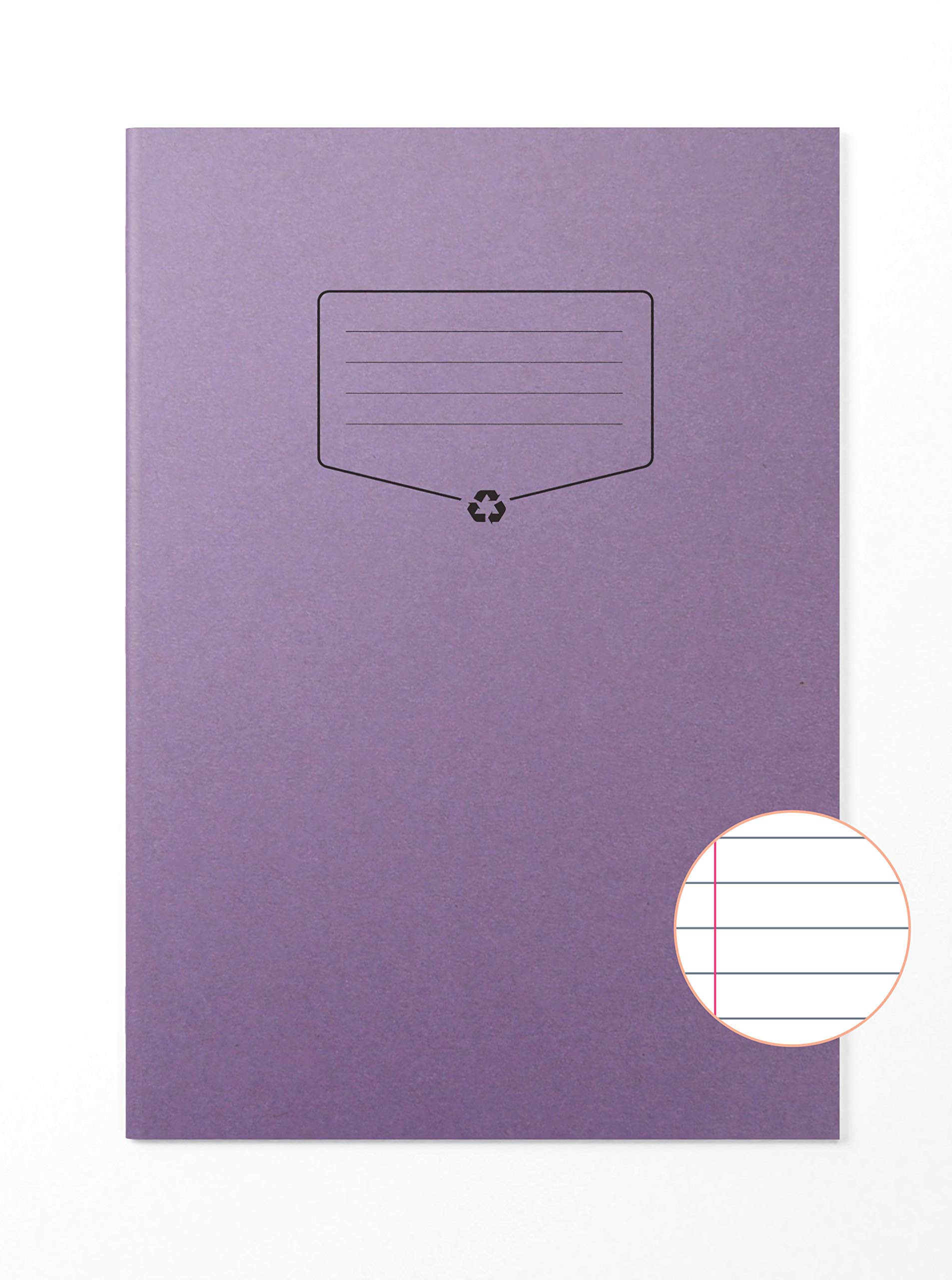 Silvine A4 Recycled Exercise Book - Lined With Margin (64 Pages) Purple [Pack of 10]