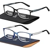 EASY READ 2 Pairs TR90 Bifocal Reading Glasses for Men,Rectangular Sport Blue Light Blocking Readers with Spring Hinge