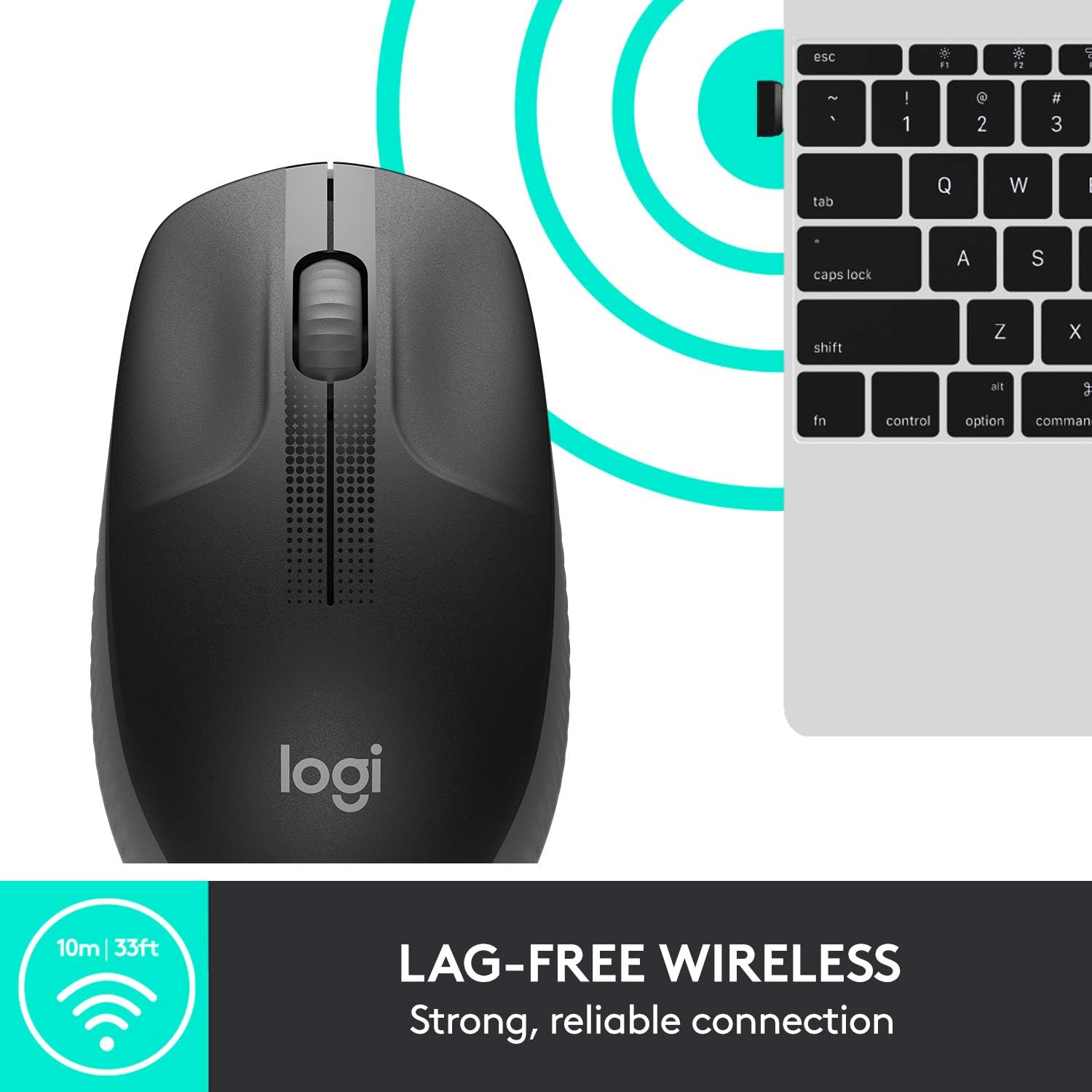 Logitech Wireless Mouse M190, Full Size Ambidextrous Curve Design, 18-Month Battery with Power Saving Mode - Image 4