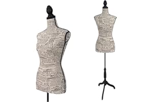 EaseHome Dress Form Female Mannequin Torso with Tripod Stand,Adjustable Height Clothing Foam Form,Manikin Stand for Dressmakers Dress Jewelry Display, Flaxen Letter, Brown