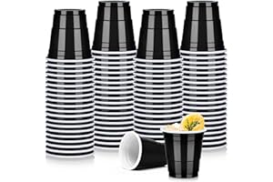 Pineburg 100pack 2oz Christmas Disposable Shot Glasses, Black Plastic Shot Glasses, Mini Disposable Cups for Parties NewYear Valentine Weddings Party Games & Events Supplies(Black)