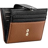 BOSTANTEN Slim Wallet for Women Small RFID Blocking Credit Card Holder Leather Bifold Wallets with Zipper Coin Pocket Black&Brown