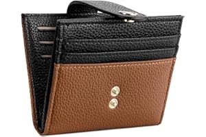 BOSTANTEN Slim Wallet for Women Small RFID Blocking Credit Card Holder Leather Bifold Wallets with Zipper Coin Pocket Black＆Brown