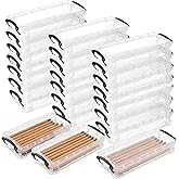 Voittozege 24 Pcs Large Capacity Plastic Pencil Box, 8.5 x 4 x 1.6 Crayon Box with Snap Tight Lid, Brush Organizer Drawing Tools Container for Erasers, Gel Pens, Crayon, Crafts Markers (Clear)