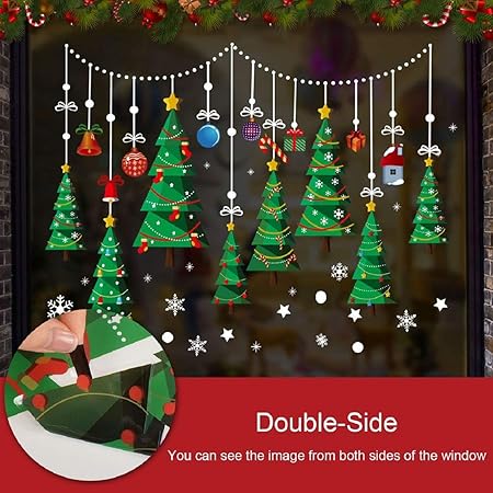 Decorazioni Natalizie Per Vetri Fai Da Te.Tuopuda Natale Vetrofanie Finestra Sticker Albero Di Natale Decorativi Adesivi Per Finestre Fai Da Te Murali Da Parete Addobbi Statico Adesivi Per Casa Negozi Vetro Finestra Vetrina Porta Amazon It Casa E Cucina