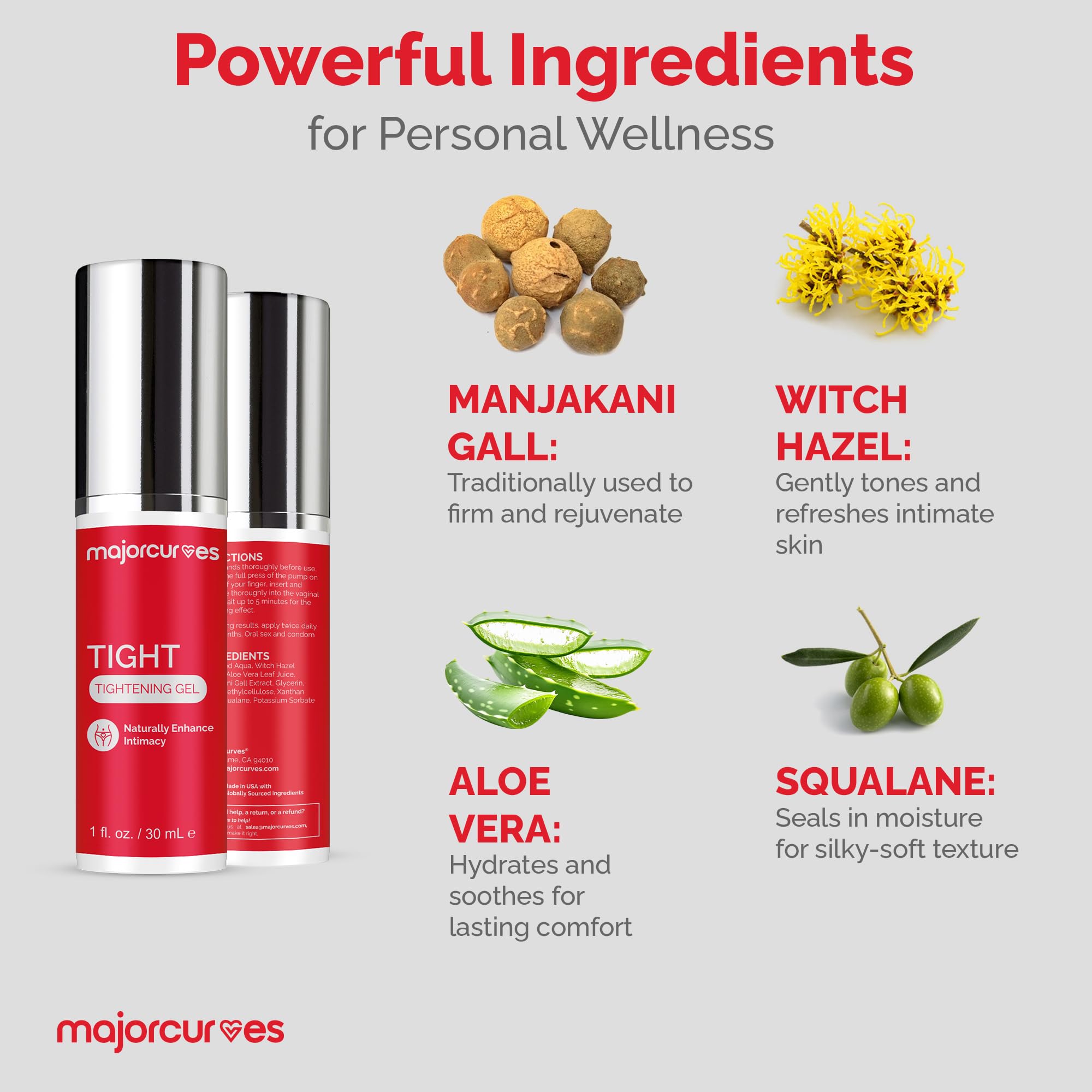 Major Curves Feminine Tightening Gel – Fast-Acting Herbal Firming Formula for Women – Natural Botanical Blend for Comfort, Freshness & Confidence – Non-Greasy, Easy to Apply