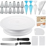 Kootek 71PCs Cake Decorating Supplies Kit with Cake Turntable, 12 Numbered Icing Piping Tips, 2 Spatulas, 3 Icing Comb Scrape