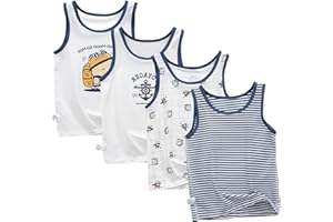 Letoileite 1-10 Years Toddler Boys Tank Soft Cotton Sleeveless Undershirt Kids Breathable Soft Tank Tops 4 Pack