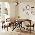 55''-70.9'' Extendable Dining Room Table for 4 5 6 7 8 People, Wooden Rectangle Expandable Dining Table with Hidden Storage, Farmhouse Kitchen Table for Dining Room,Kitchens,Office (Walnut)-Table Only
