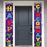 Cinco De Mayo Decorations Banner 2pcs Happy Cinco De Mayo Porch Sign Banner Mexican Fiesta Party Door Decorations 70.8x11.8Inch 5 De Mayo Porch Sign for Mexican Party