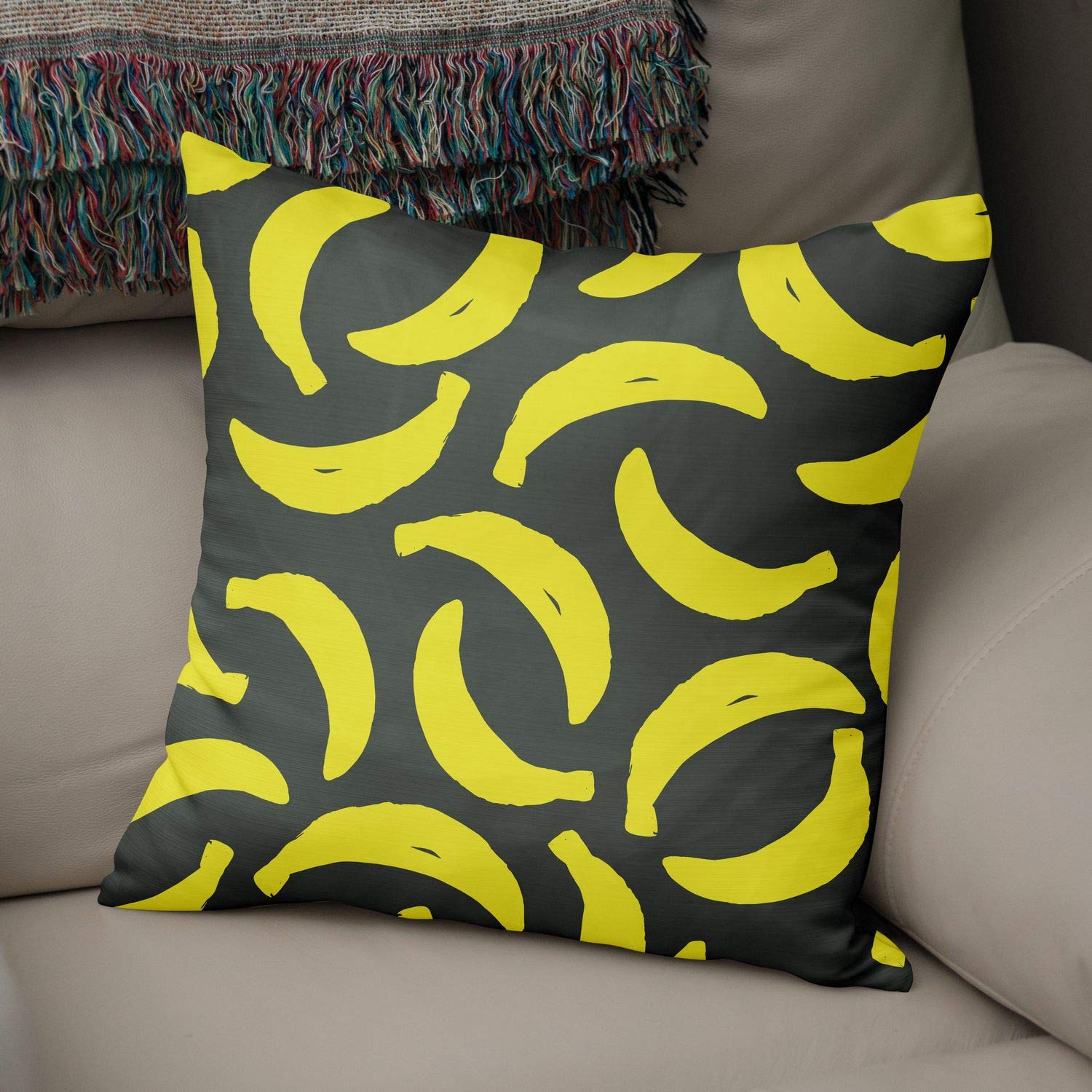 Bonamaison Decorative Cushion Cover Neon Yellow & Fume, Throw Pillow Covers, Home Decorative Pillowcases for Livingroom, Sofa, Bedroom, Size: 50x50 Cm - Designed and Manufactured in Turkey