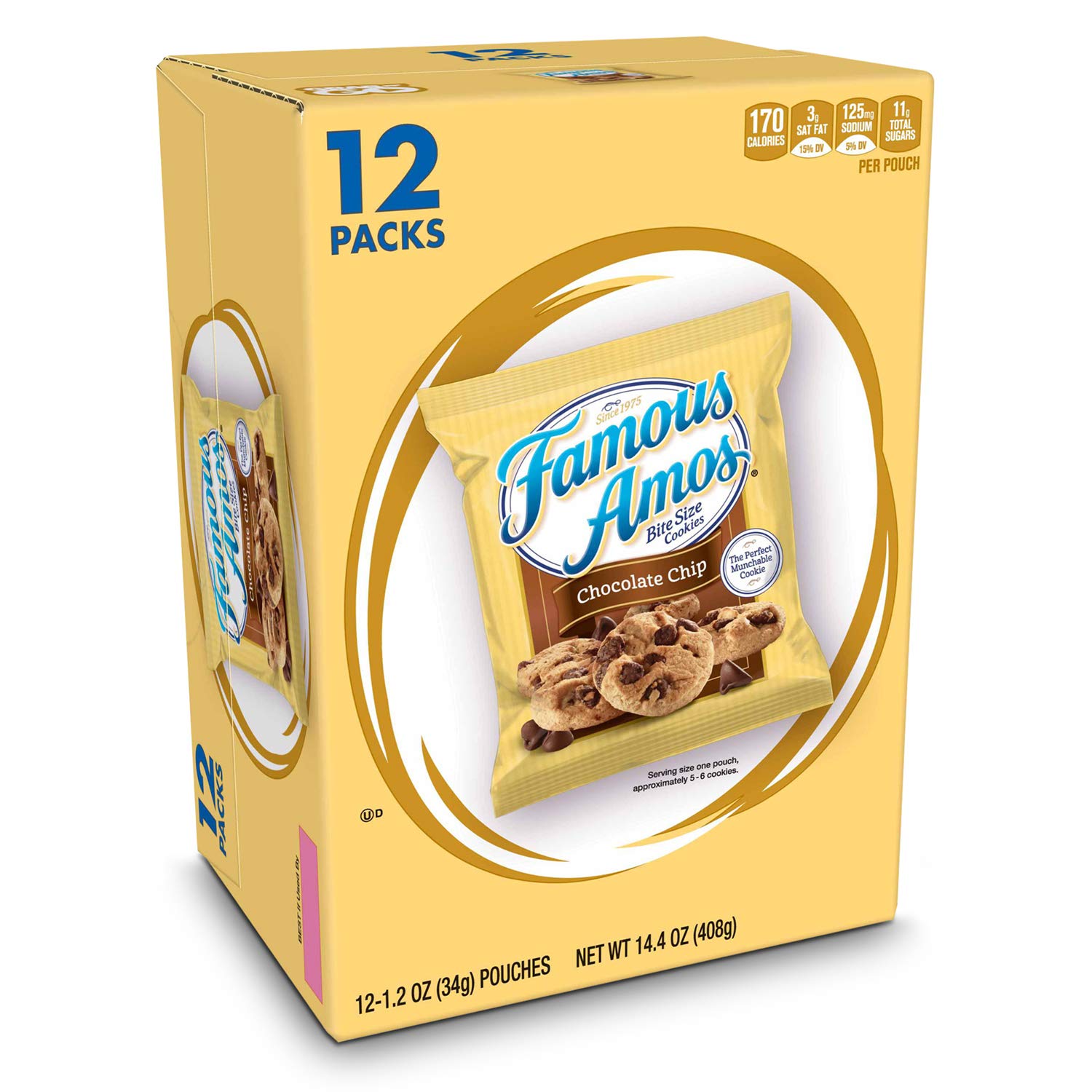 Famous Amos Cookies, Bite Size Chocolate Chip, 1.2