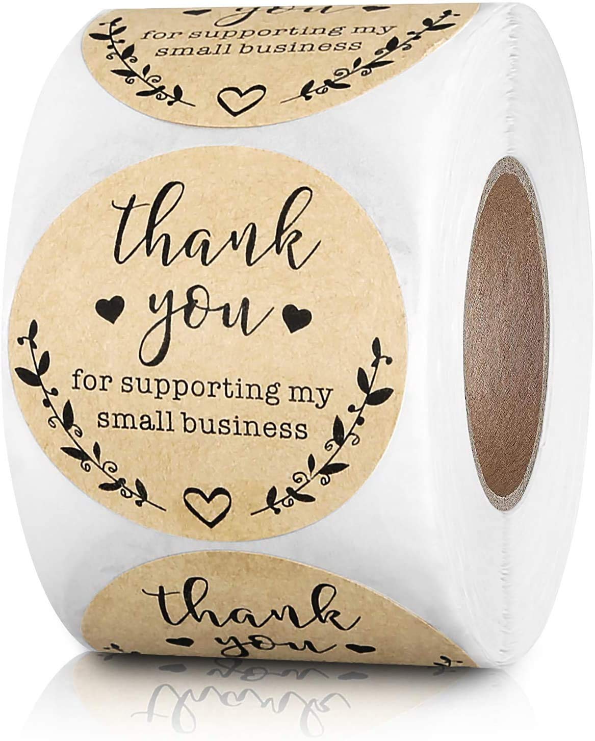 Photo 1 of 1.5 inch Thank You for Supporting My Small Business Stickers, Kraft Labels Custom Sticker for Bakeries, Crafters & Small Business Owners, 500 Labels Per Roll