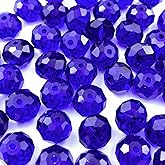 Honkoolly 200pcs Crystal Glass Beads 6mm Faceted Rondelle Glass Spacer Beads with Hole for Bracelets Necklace Earring DIY Jewelry Making Craft(Deep Blue)