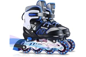 Inline Skates for Kids Girls Boys Beginners, 4 Size Adjustable Size with Light Up Roller Skates for Children.