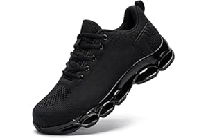 DYKHMILY Steel Toe Wide Sneakers for Women Lightweight Safety Shoes Breathable Slip on Work Shoe