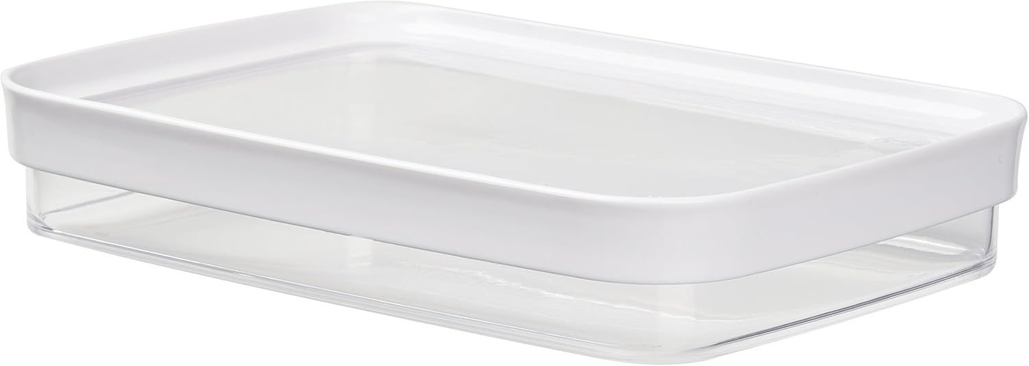 Emsa 513560 Stapelbares Aufschnittbox-System, 100 % Keimfrei, 0.7 Liter, Weiß/Transparent, Optima