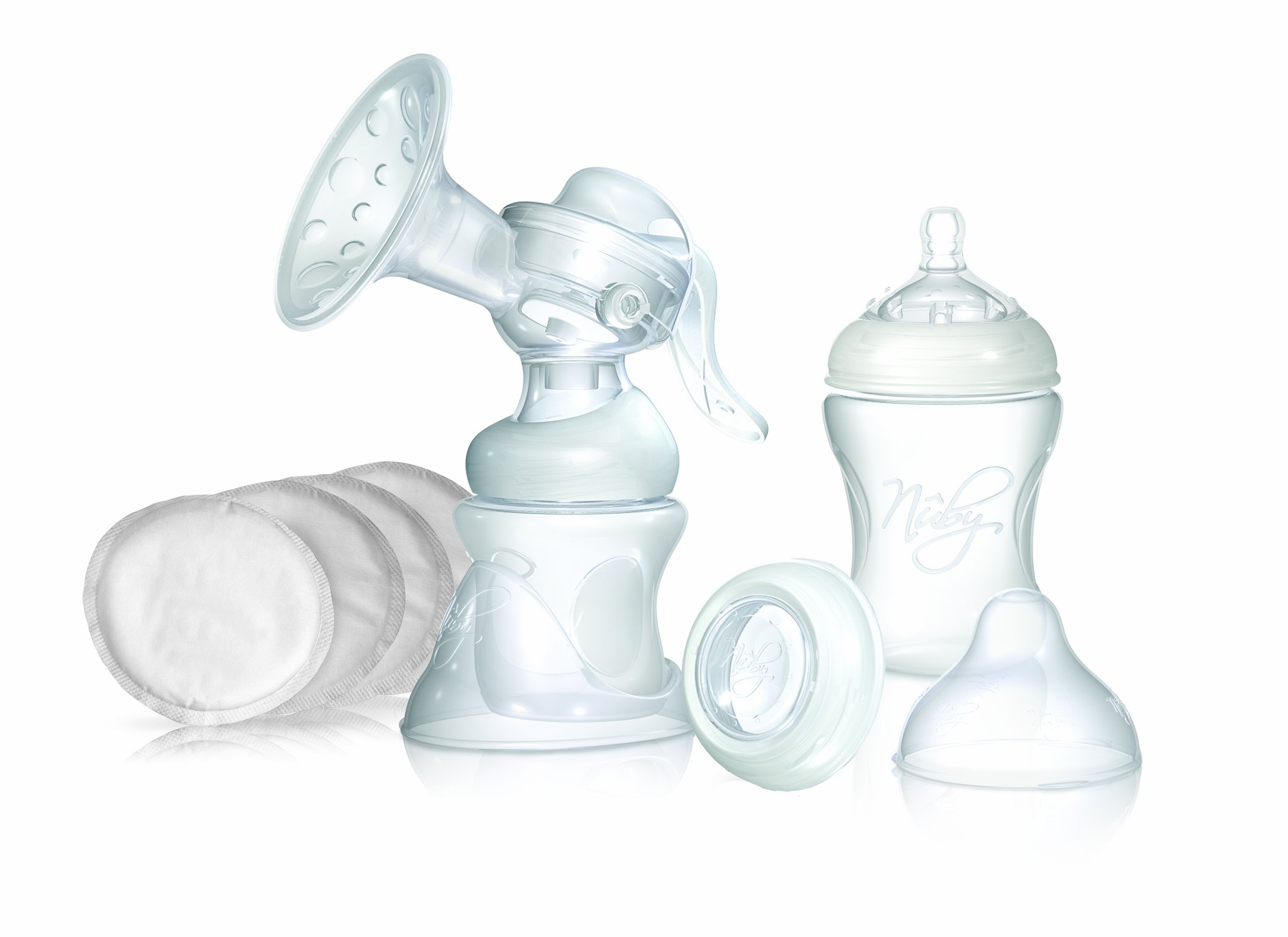 Kit Manual Breast Pump With 2 Feeding Bottles 1 Cover 12 Nursing Pads
