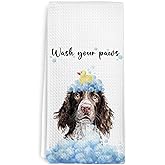 cvjutf Funny Springer Spaniel Dog Bathroom Hand Towels, English Springer Spaniel Dogs Gifts for Men Women, Dog Decorative Hand Towels for Bathroom Decor, Wash Your Paws Kitchen Dish Towel, 16x24 Inch