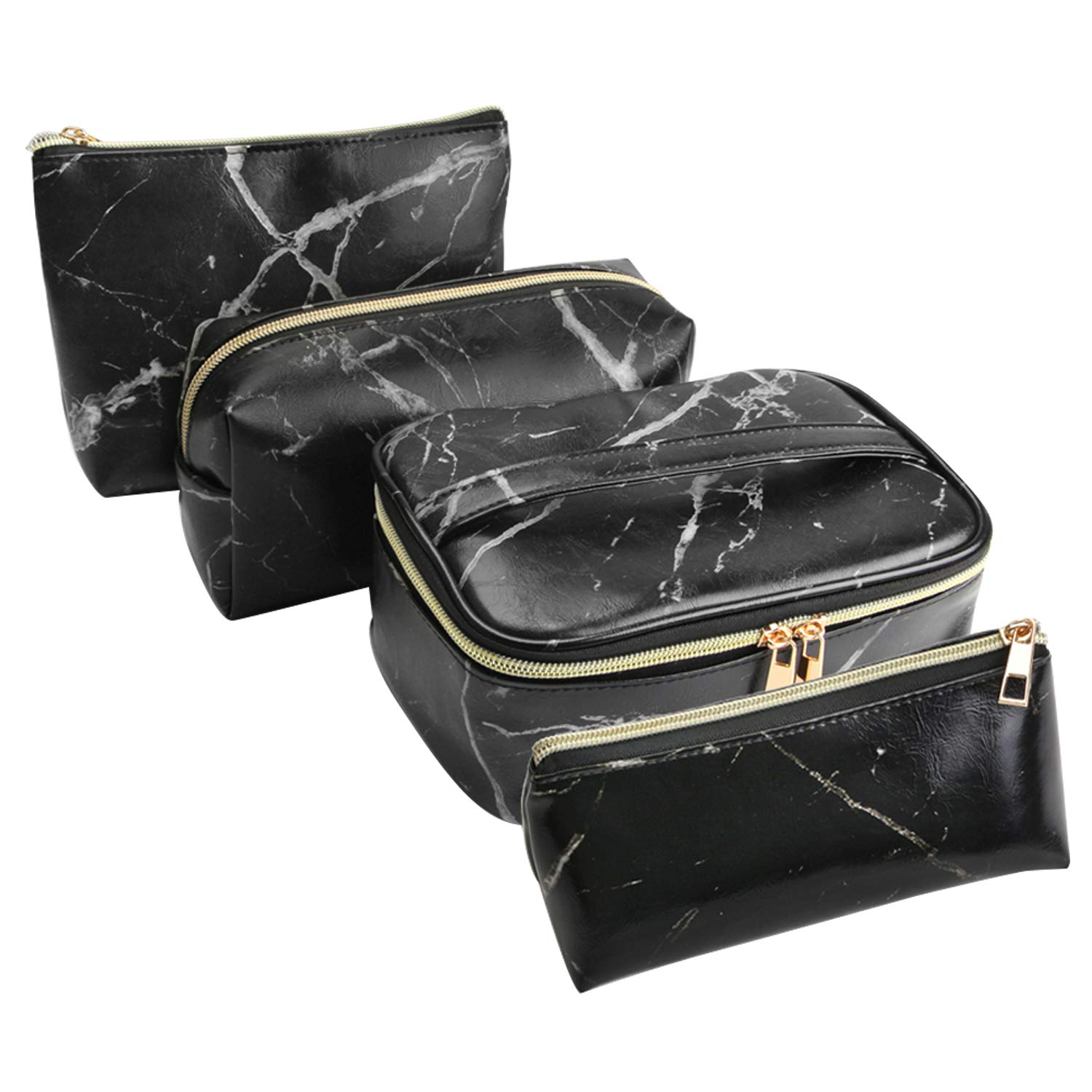 SUBANG 4 Pack Marble Makeup Bag Toiletry Bag Travel Bag Portable Cosmetic Bag Makeup Brushes Bag Waterproof Organizer Bag for Women Girls Men