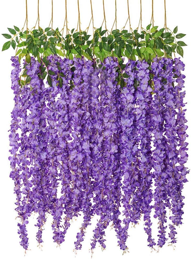 Luyue Wisteria Artificial Flowers 4.6ft Hanging Flowers Garland Vine for Wedding Party Home Decoration in Light Purple