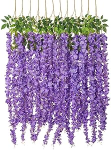 Luyue Wisteria Artificial Flowers 4.6ft Hanging Flowers Garland Vine for Wedding Party Home Decoration in Light Purple