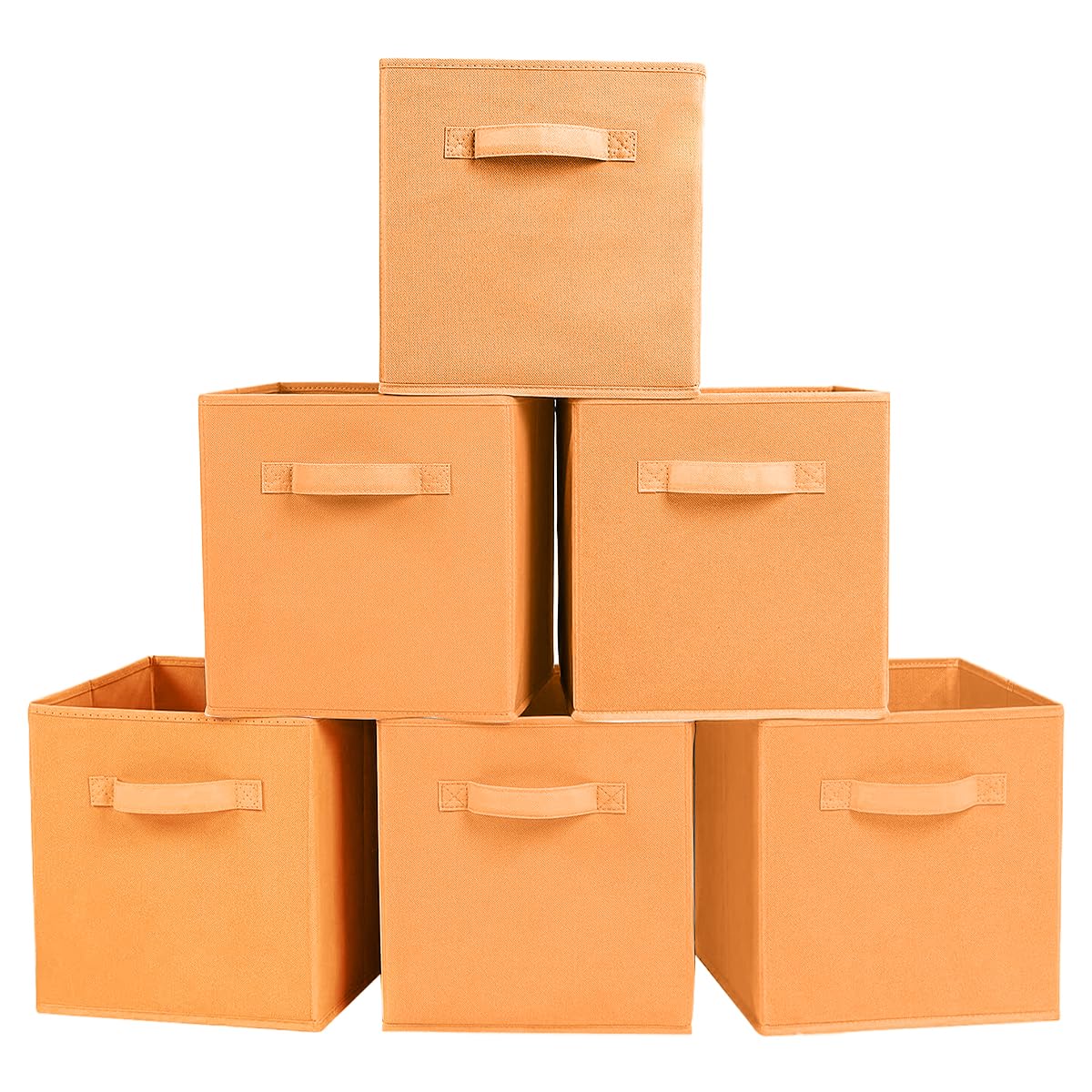 powerking Storage Box, 6 Pack Foldable Storage Cubes Storage Box Made of Fabric in Cube Shape, Orange, (PKUS-809-L6)
