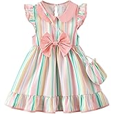 Saeaby Little Toddler Girl Peter Pan Collar Dress Summer Clothes Ruffle Sleeveless Kids Dresses Causal Sundress Girl Outfits