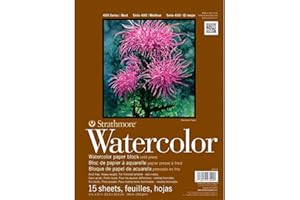 Strathmore 400 Series Watercolor Block, Cold Press, 9"x12" Bound (4 Sides), 15 Sheets/Block, White