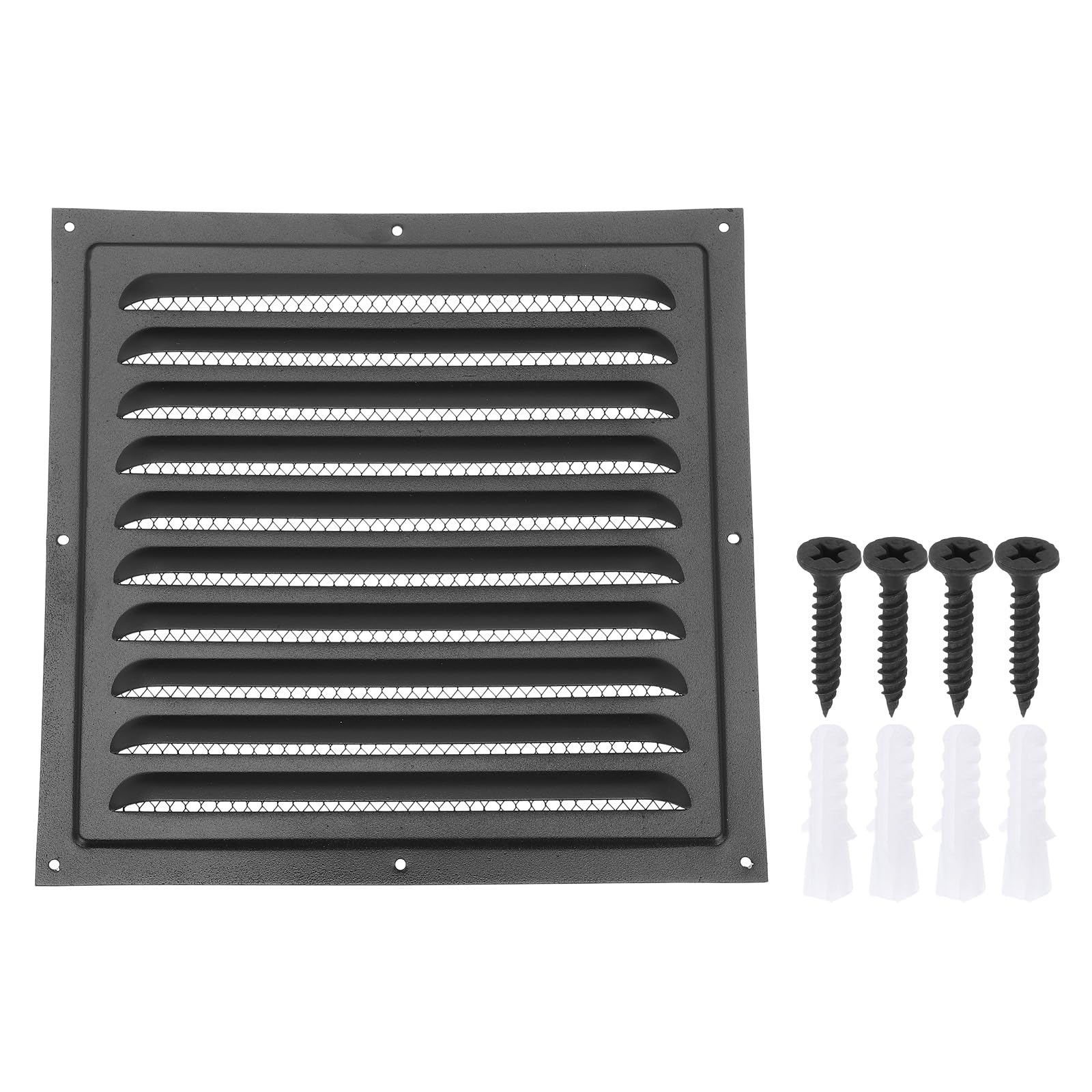 PATIKIL 10"x10" Stainless Steel Gable Vent, Exterior Wall Outlet Vent Cover HVAC Air Grille Louvered Screen Mesh for Kitchen Bathroom Ventilation, Black
