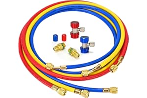 GELRIUNY 2026 Upgrade 21984 Plus II 1/4" Refrigerant Charging Hose, 48"(4Ft) with R134a Quick Coupler Adapters, HVAC Hoses, Standard 1/4" Flare Fittings, for R410A, R134A, R22 and All Common Refrigerants