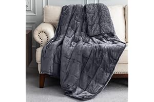 Uttermara Weighted Blanket Queen 15 Pounds for Adults, Sherpa Weighted Blanket for Couch Bed, Ultra Fluffy Warm Sherpa & Cozy Plush Flannel Fleece, Heavy Blanket Great for Calm, 60" x 80", Dark Grey