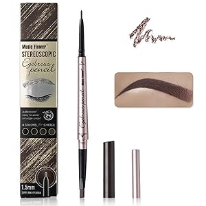 Music Flower Eyebrow pencil with Dual Ends, Eyebrow pen Brow Pencil Dark Brown