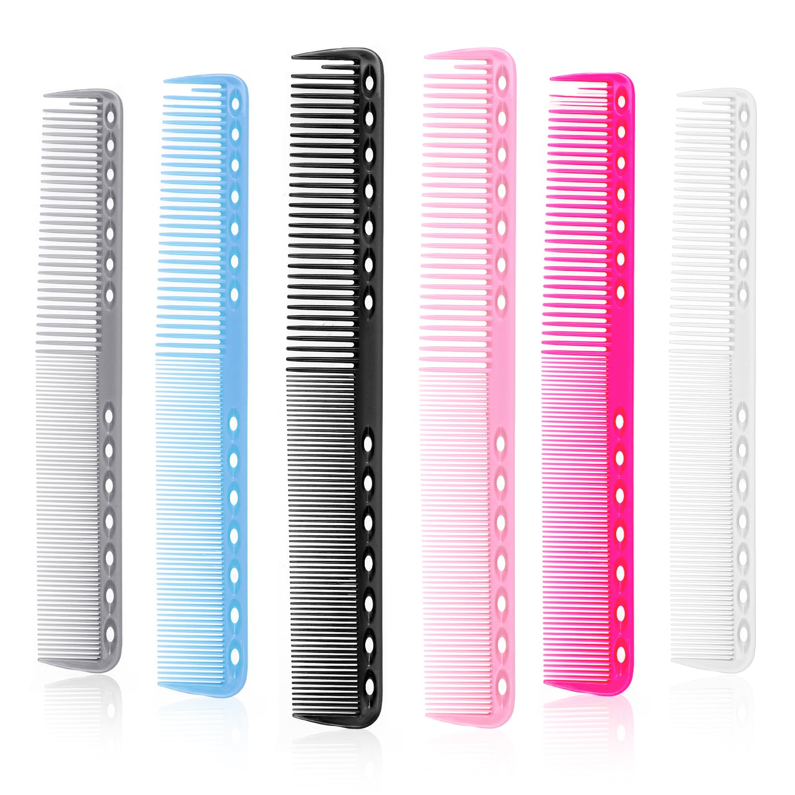 6 Pieces Carbon Fine Cutting Comb - Professional Heat Resistant Carbon Fiber Salon Hairdressing for Hair Stylist Barber With Medium and All Purpose Teeth for Man and Woman