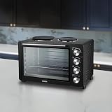 Prodex PX7145B Mini Oven 45L with Grill & Double Hotplate Hob, Black view 2