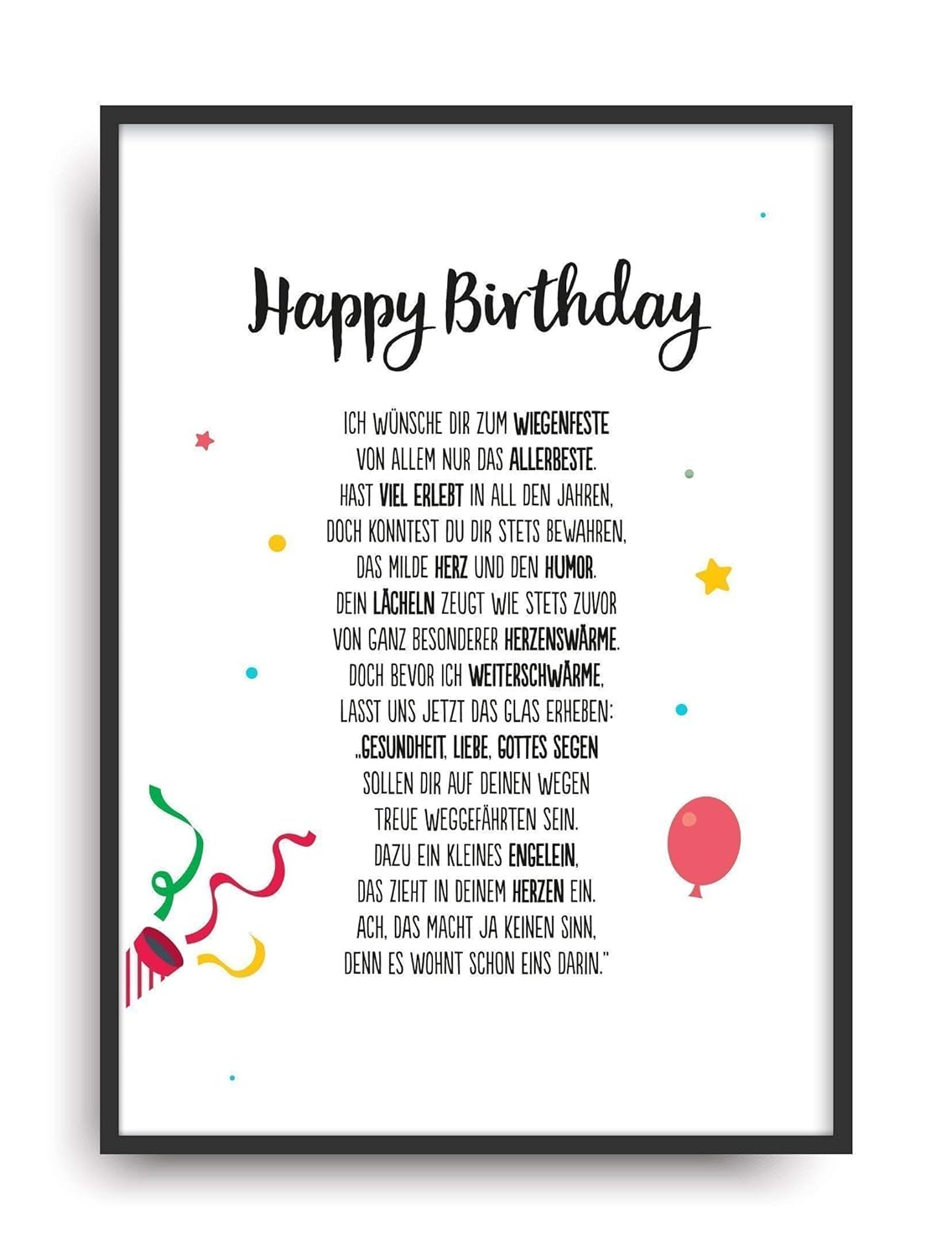 Geschenk Karte GEBURTSTAG Kunstdruck Happy Birthday Bild ohne Rahmen