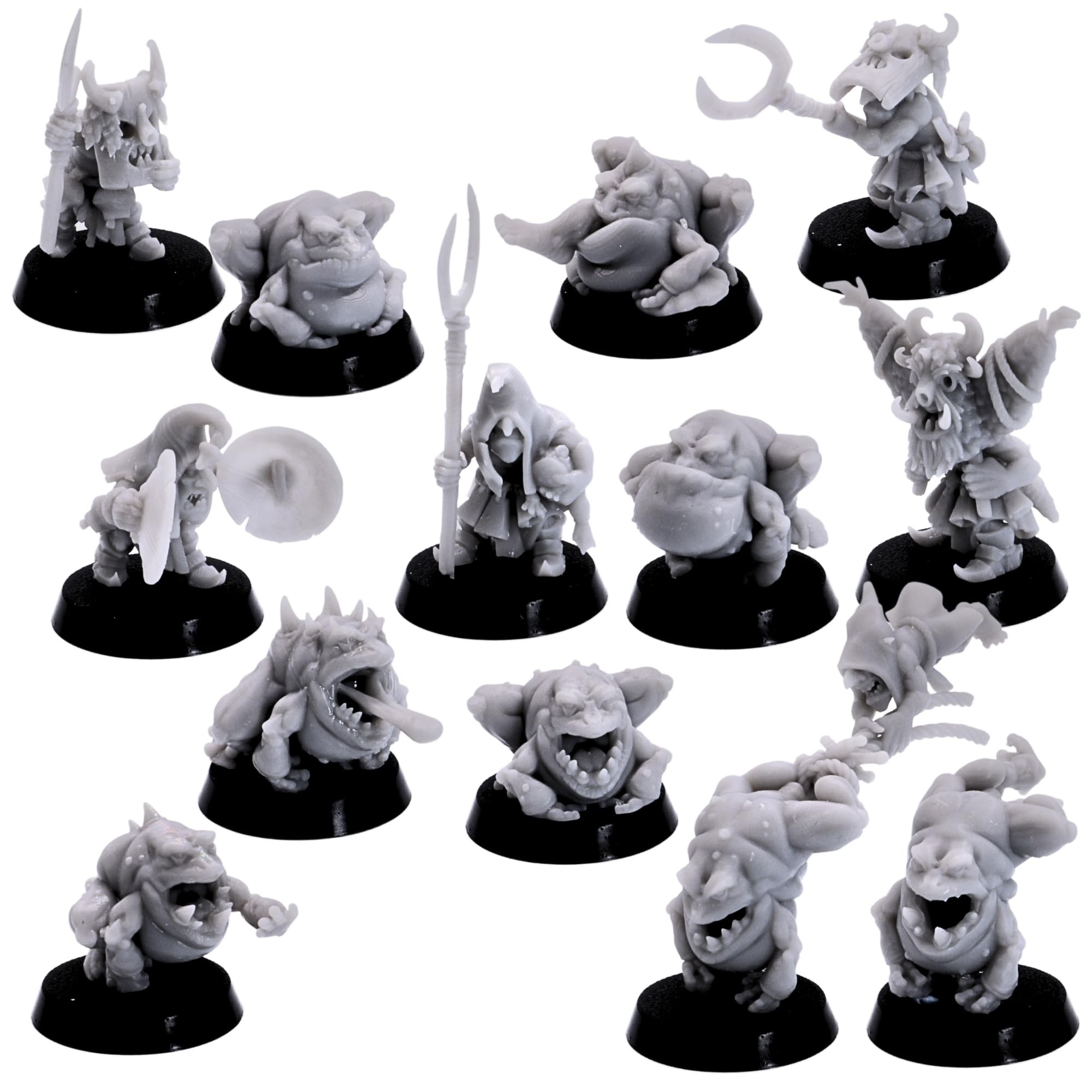 Forged Terrain Fantasy Swamp Frog Herders Set 32mm Scale Miniatures for Tabletop Gaming Cavalry Unit Monster Pack Figures