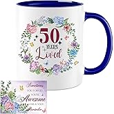 50 Years Birthday Mugs Cup For Women,50 Year Old Birthday Gifts For Women-50th, Valentine's Gift Ideas for Women Coffee Mug Present for 50 Year Old Female to Woman, Mom, Grandma, Sister,Aunt(50 YEARS)