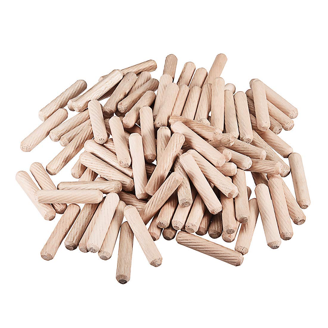 100Pcs 8mm (5/16”) Fluted Wood Dowel Pins, Dowels Wooden Pin for Furniture Bed Door Cabinet Drawer Woodwork