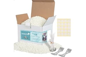 SAEUYVB Soy Wax for Candle Making，Natural Candle Wax for Candle Making, Granulated Soy Wax - Paraffin-Free, Beeswax-Free, 20 Cotton Candle Wicks, 20 Wick Stickers & 2 Centering Devices(2 lbs)