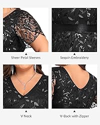 Plus Size Formal Dresses Black Evening Gowns Sequin