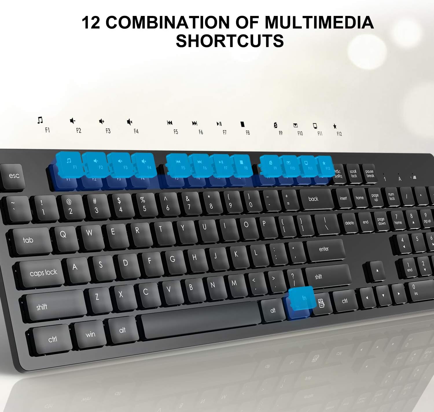 Wireless Keyboard and Mouse, WISFOX Full-Size Wireless Mouse and Keyboard Combo,2.4GHz Silent USB Wireless Keyboard Mouse Combo for PC Desktops Computer, Laptops, Windows: Computers & Accessories