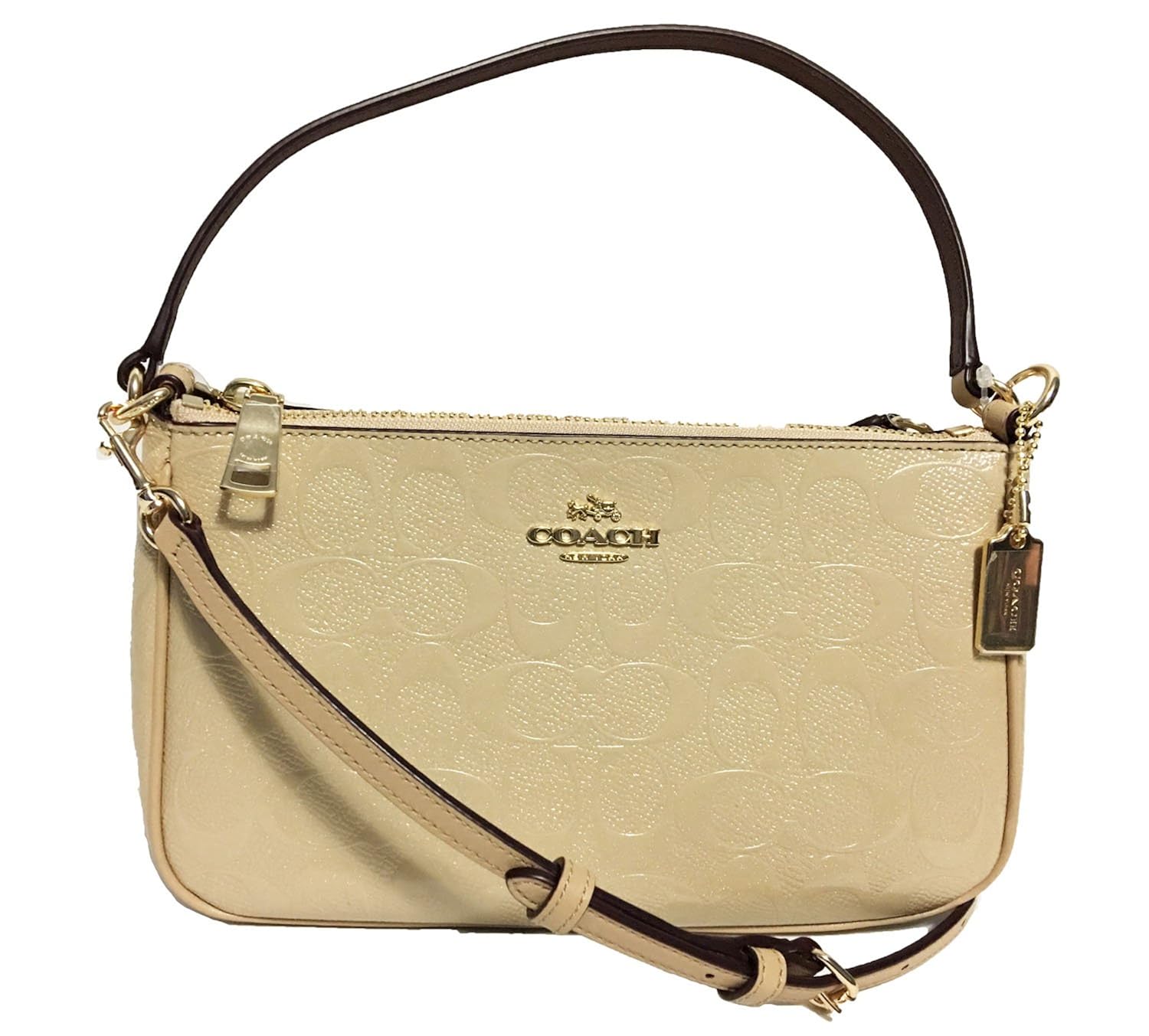 Buy Original COACH TOP HANDLE POUCH IN SIGNATURE DEBOSSED PATENT LEATHER Platinum at Amazon.in