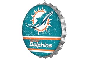 Miami Dolphins Metal Distressed Bottle Cap Wall Sign – Limited Edition FOCO Dolphins Sign – Represent the NFL and Show Your Team Spirit with Licensed Miami Fan Gear
