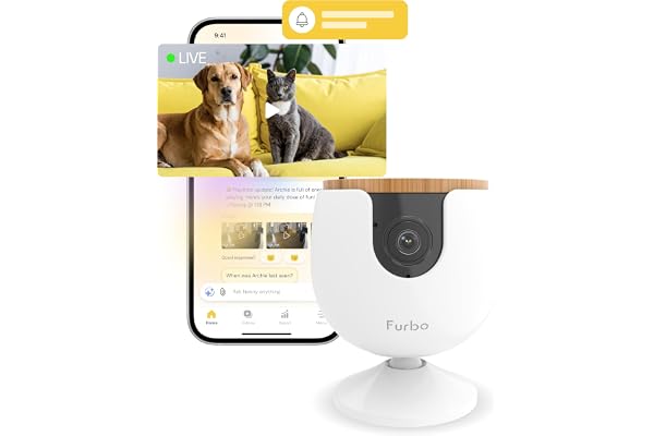 Furbo Mini Pet Camera [Subscription Required] Unlock Camera w/Paid Plan: Home Security with Dog & Cat Safety Alerts, 2-Way Au