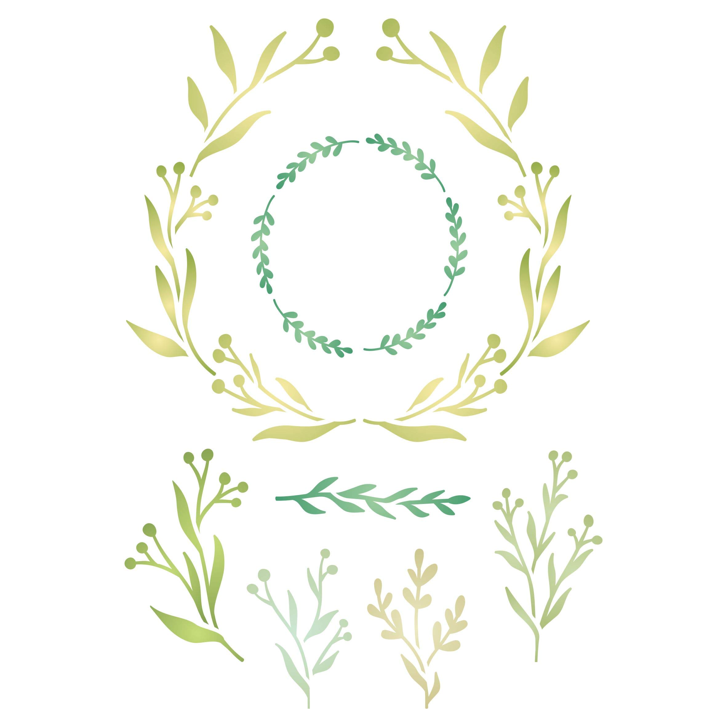 Olive Leaf Layering Stencil, 11.43 x 16.51 cm - Stencil Company Original Wreath Stencil Mask use to Add Texture, Design and Accents to Mixed Media Backgrounds